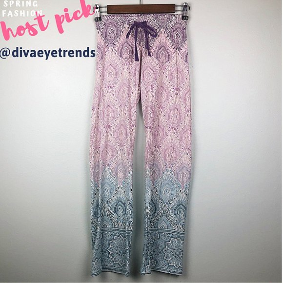 Tahari Pants - Tahari Boho Patterned Wide Leg Palazzo Sleep Pants